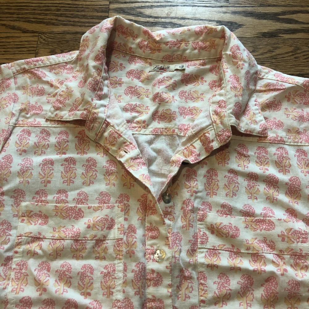Faherty Rae Dress Shirt Dress Linen Taj Floral - Picture 10 of 10